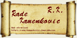 Rade Kamenković vizit kartica